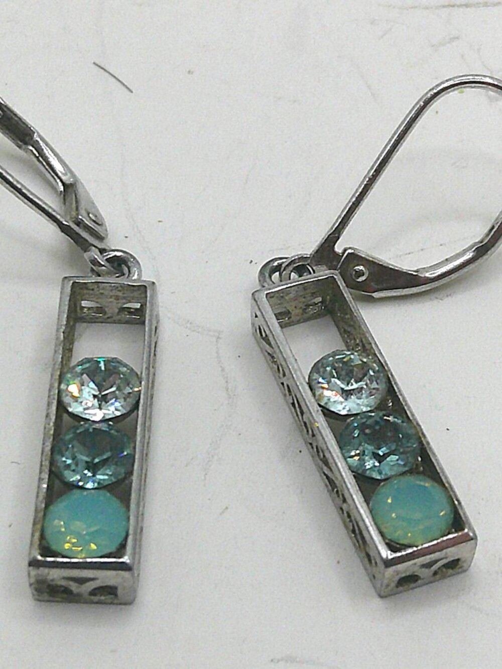 Sterling Silver and Blue Crystal Earrings